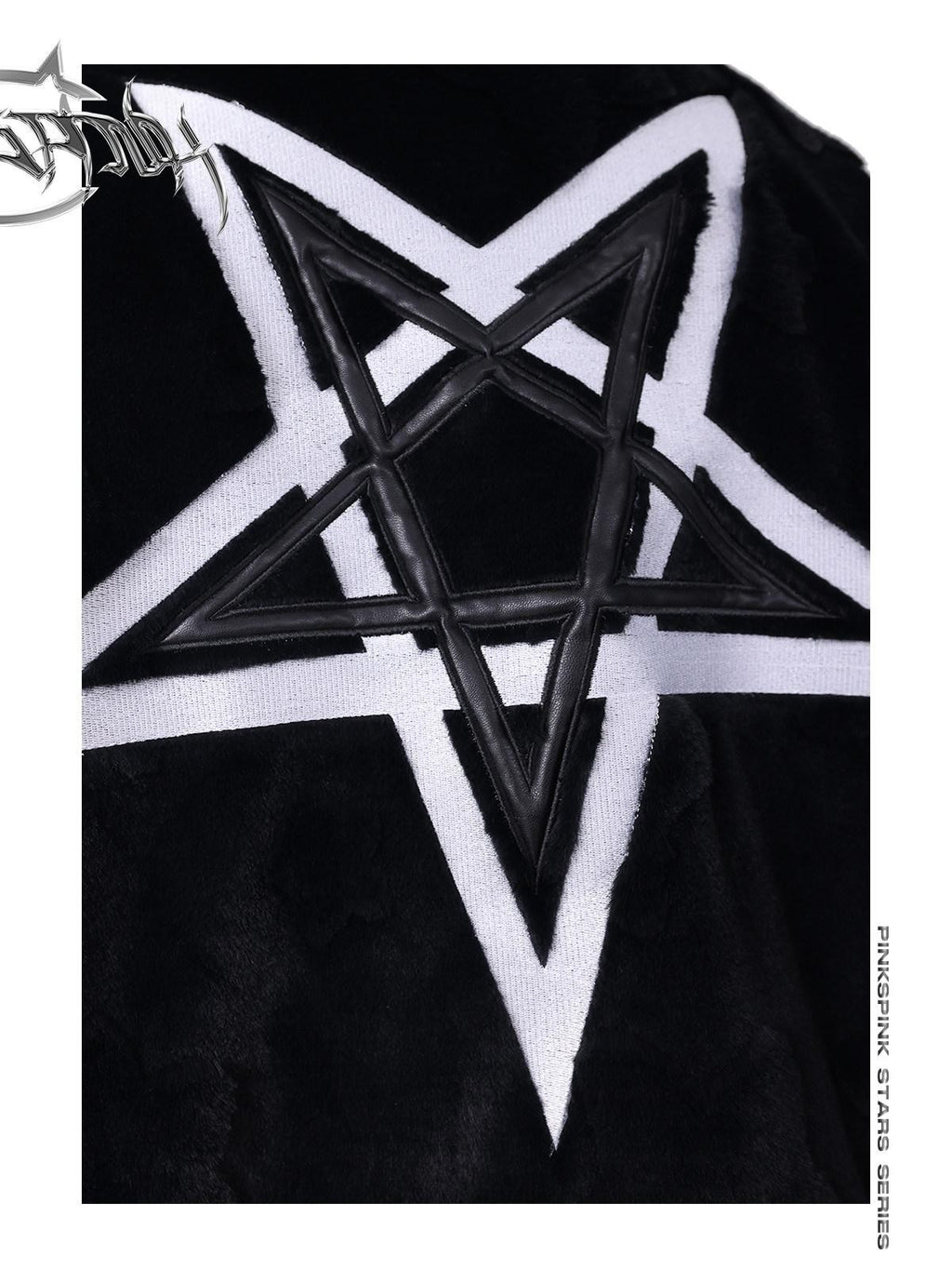 PINKSPINK 3d Star Moon Detachable Sleeves Leather Embroidered Women's Cotton Puffer Jackets