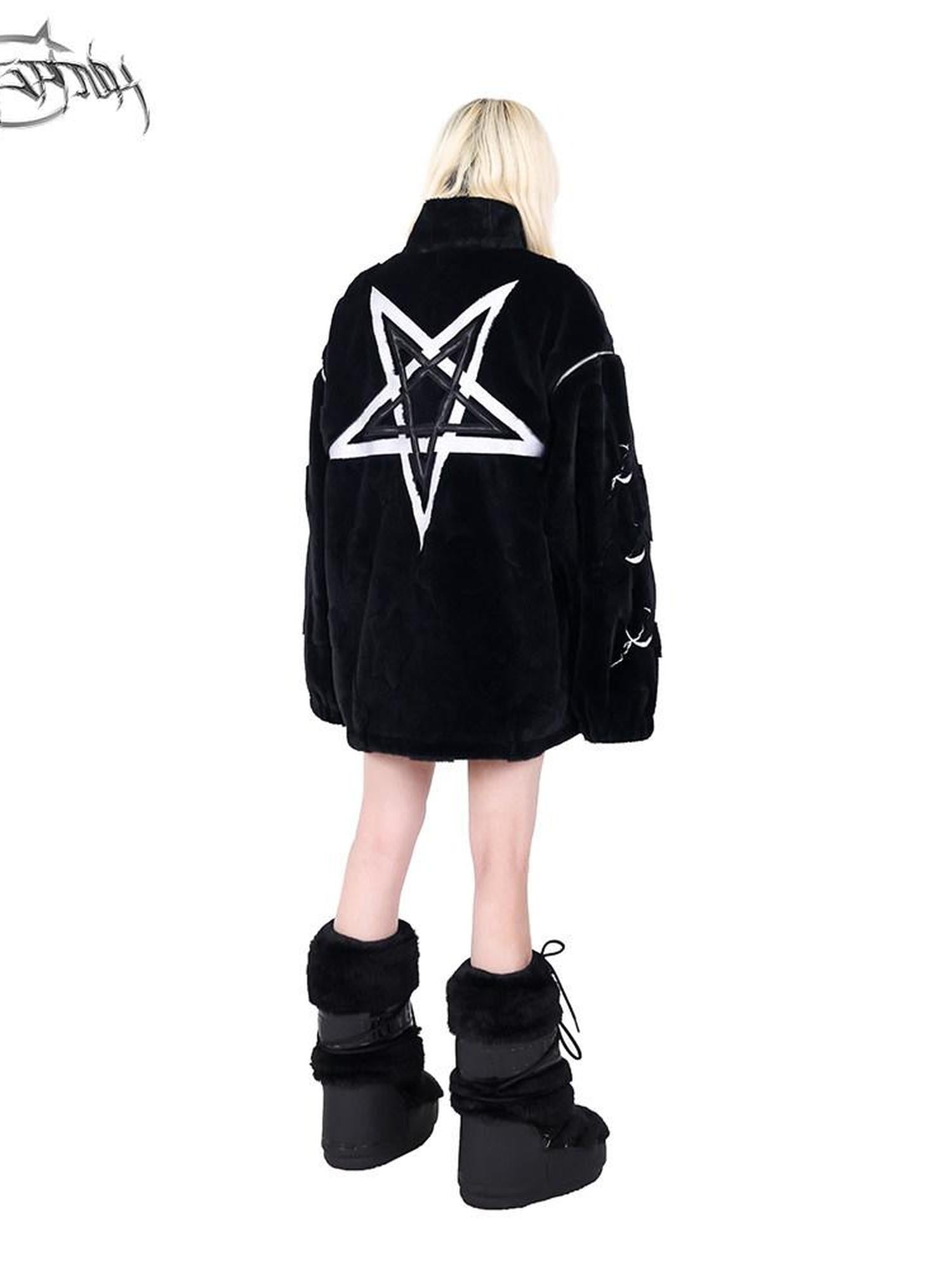 PINKSPINK 3d Star Moon Detachable Sleeves Leather Embroidered Women's Cotton Puffer Jackets