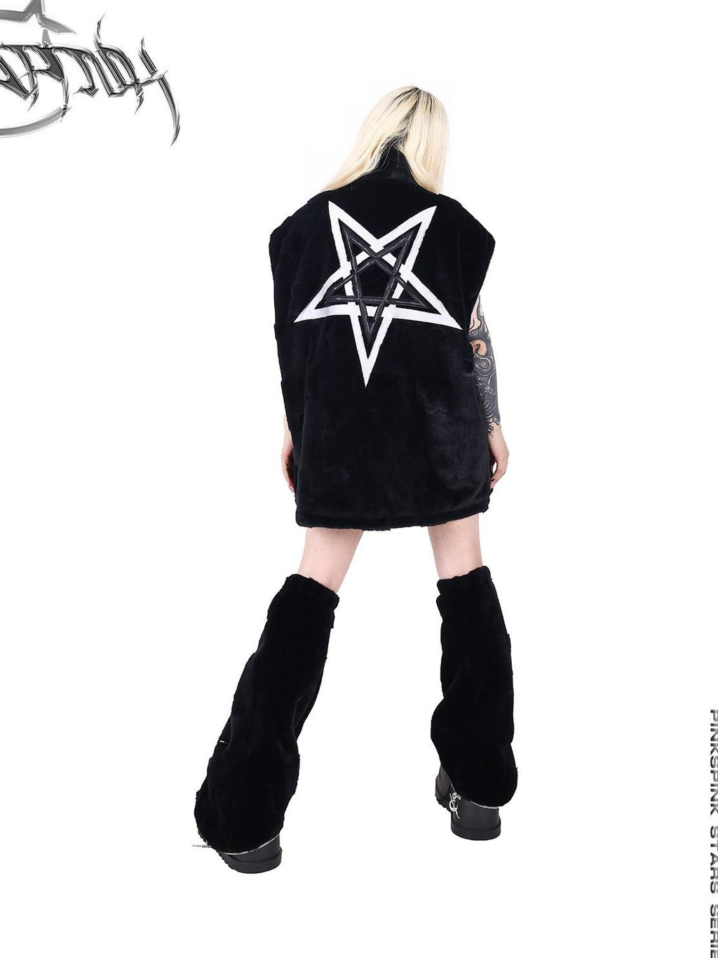 PINKSPINK 3d Star Moon Detachable Sleeves Leather Embroidery Women's Cotton Puffer Jackets