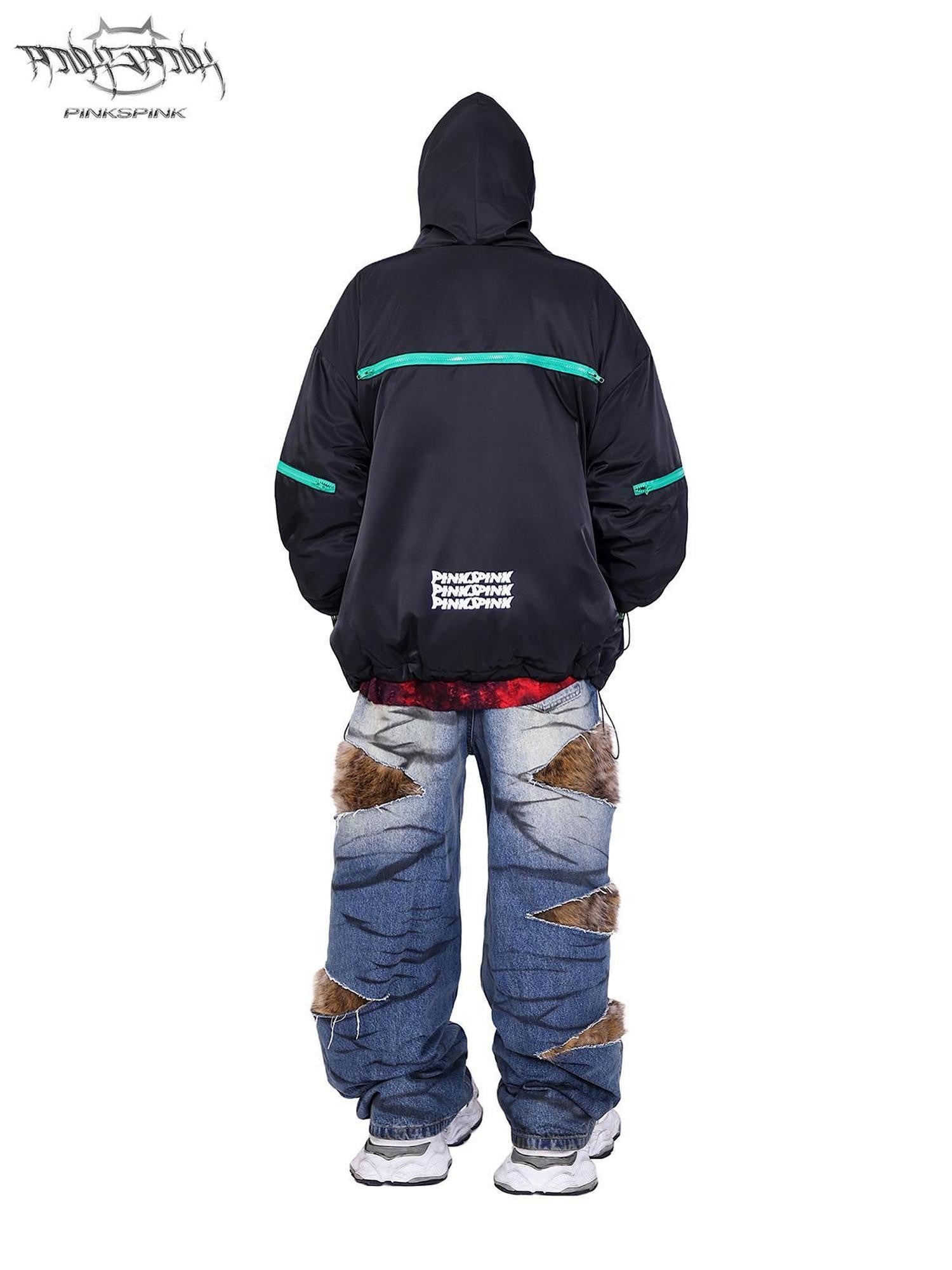 PINKSPINK Alien Concept Hooded Zipper Oversized Women's Cotton Padded Puffer Jackets