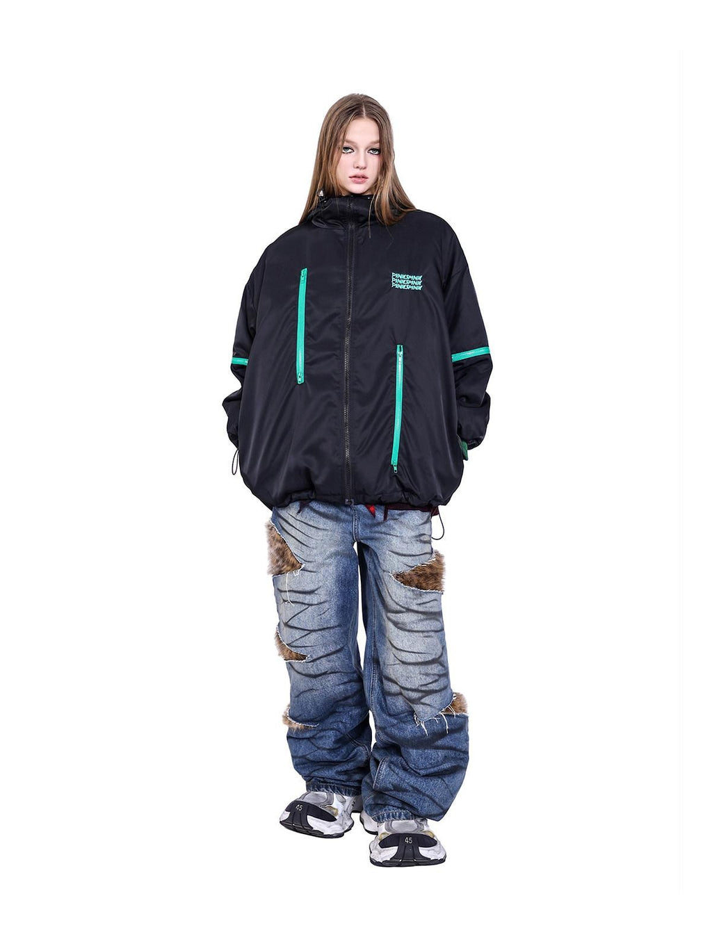 PINKSPINK Alien Concept Hooded Zipper Oversized Women's Cotton Padded Puffer Jackets