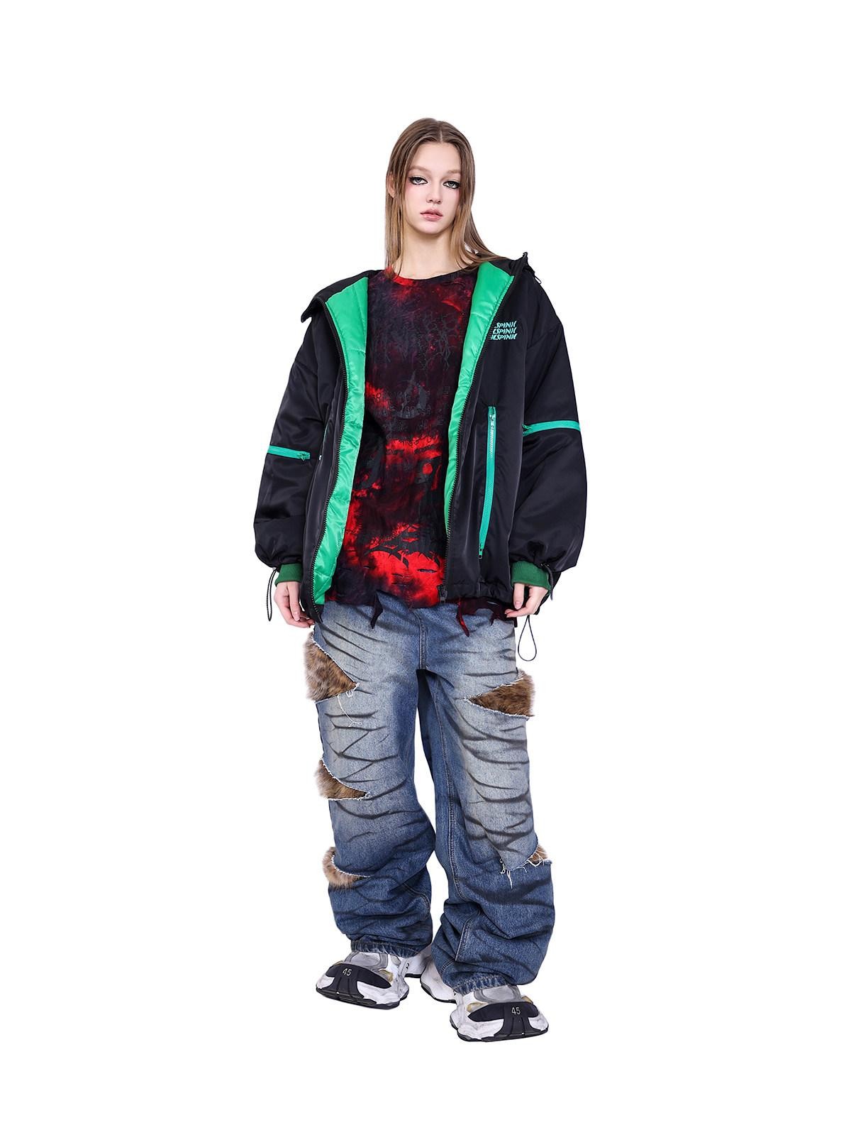 PINKSPINK Alien Concept Hooded Zipper Oversized Women's Cotton Padded Puffer Jackets