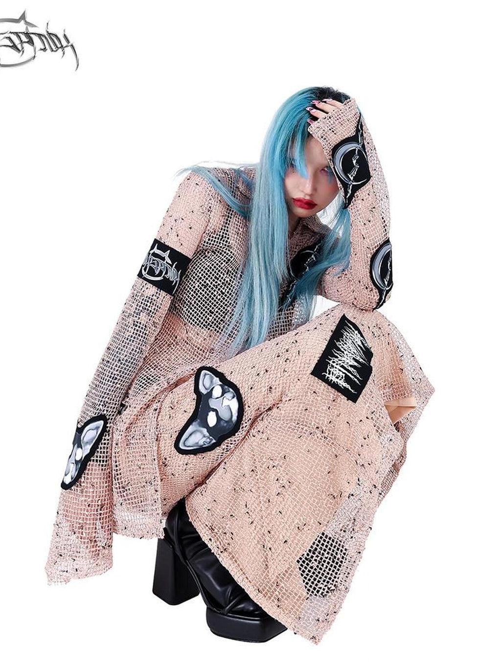 PINKSPINK Applique Embroidery Double Layer Mesh Punk Street Women's Mesh A-line Skirts