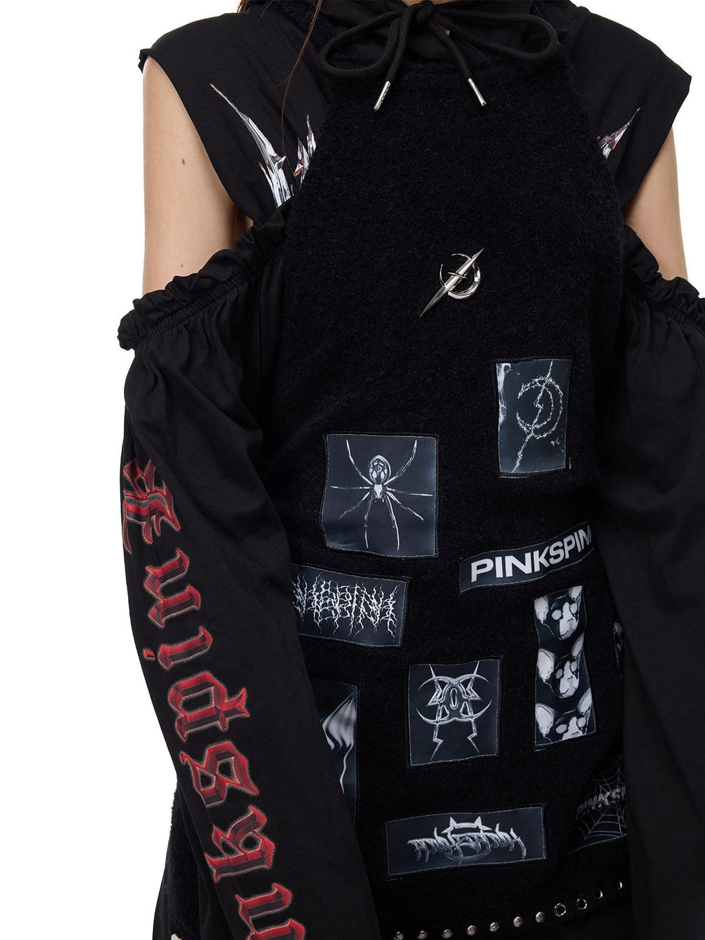 PINKSPINK Applique Embroidery Punk Distressed Knit Turtleneck Women's Acrylic Sweaters