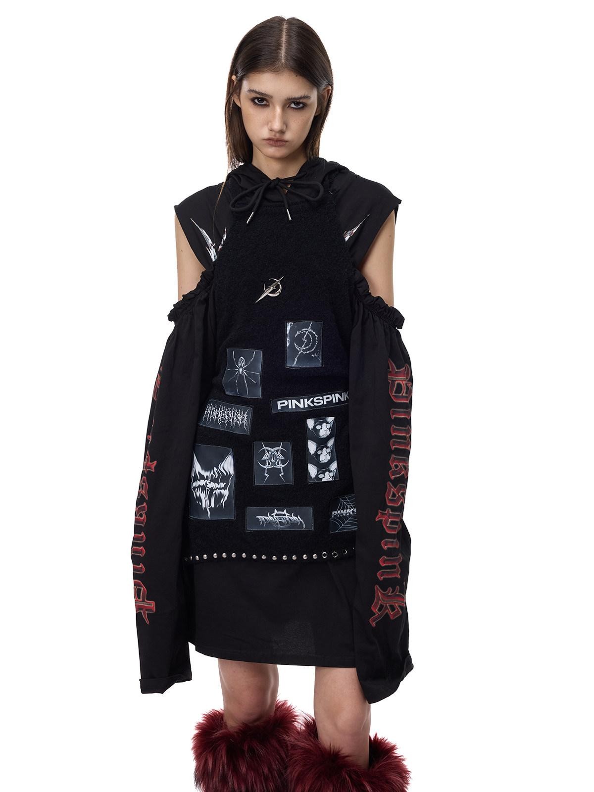 PINKSPINK Applique Embroidery Punk Distressed Knit Turtleneck Women's Acrylic Sweaters