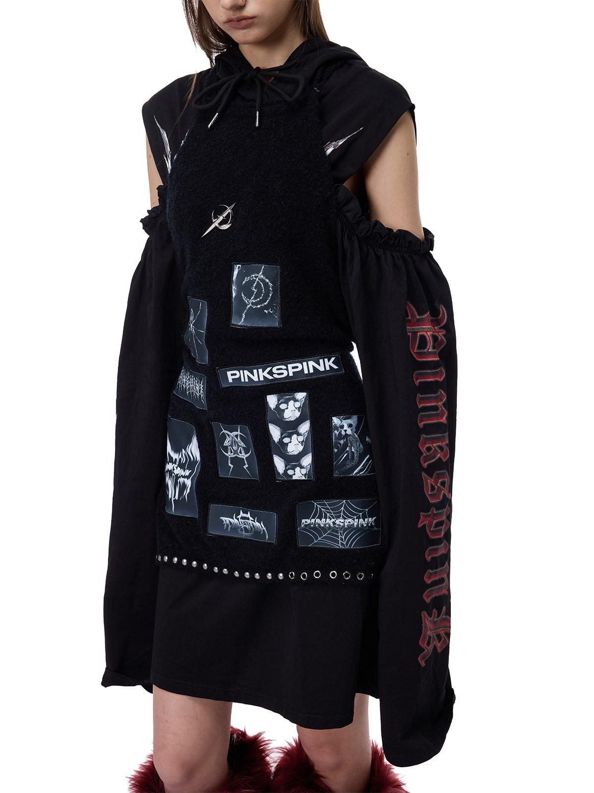 PINKSPINK Applique Embroidery Punk Distressed Knit Turtleneck Women's Acrylic Sweaters