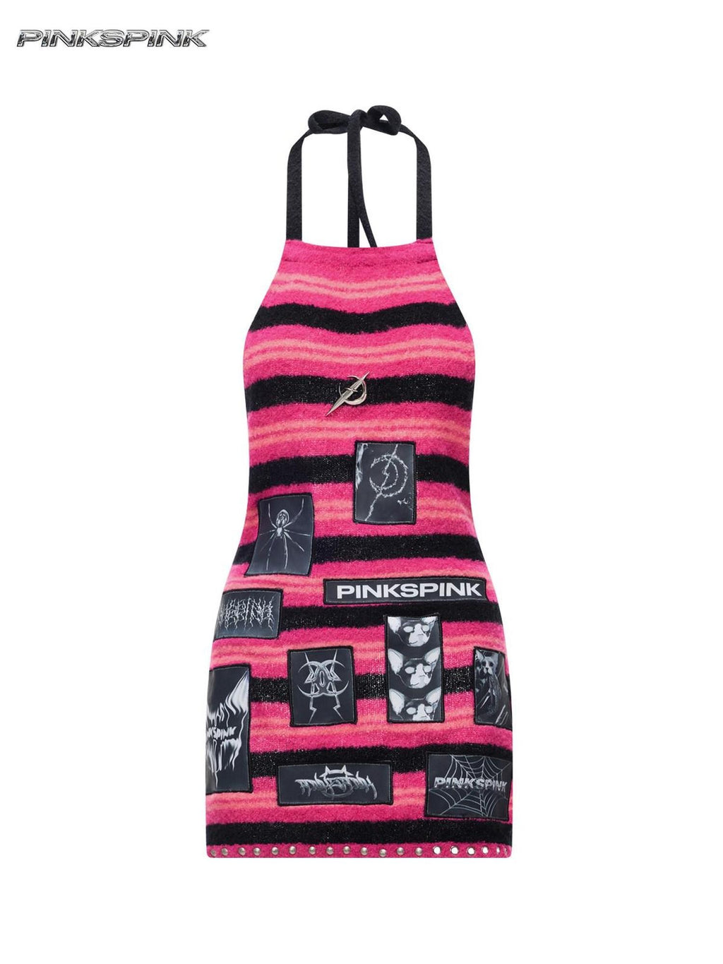 PINKSPINK Applique Embroidery Punk Distressed Knit Turtleneck Women's Acrylic Sweaters
