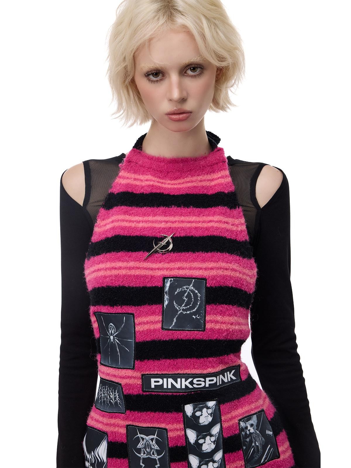 PINKSPINK Applique Embroidery Punk Distressed Knit Turtleneck Women's Acrylic Sweaters