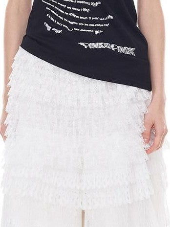 PINKSPINK Asymmetric Irregular Punk Print Women's Y2k Off-shoulder T-shirts