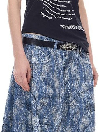 PINKSPINK Asymmetric Irregular Punk Print Women's Y2k Off-shoulder T-shirts