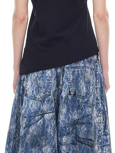 PINKSPINK Asymmetric Irregular Punk Print Women's Y2k Off-shoulder T-shirts