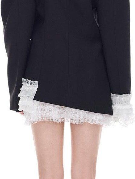 PINKSPINK Asymmetric Patchwork Lace Off Shoulder Rivet Blazer Women's Polyester Camisoles