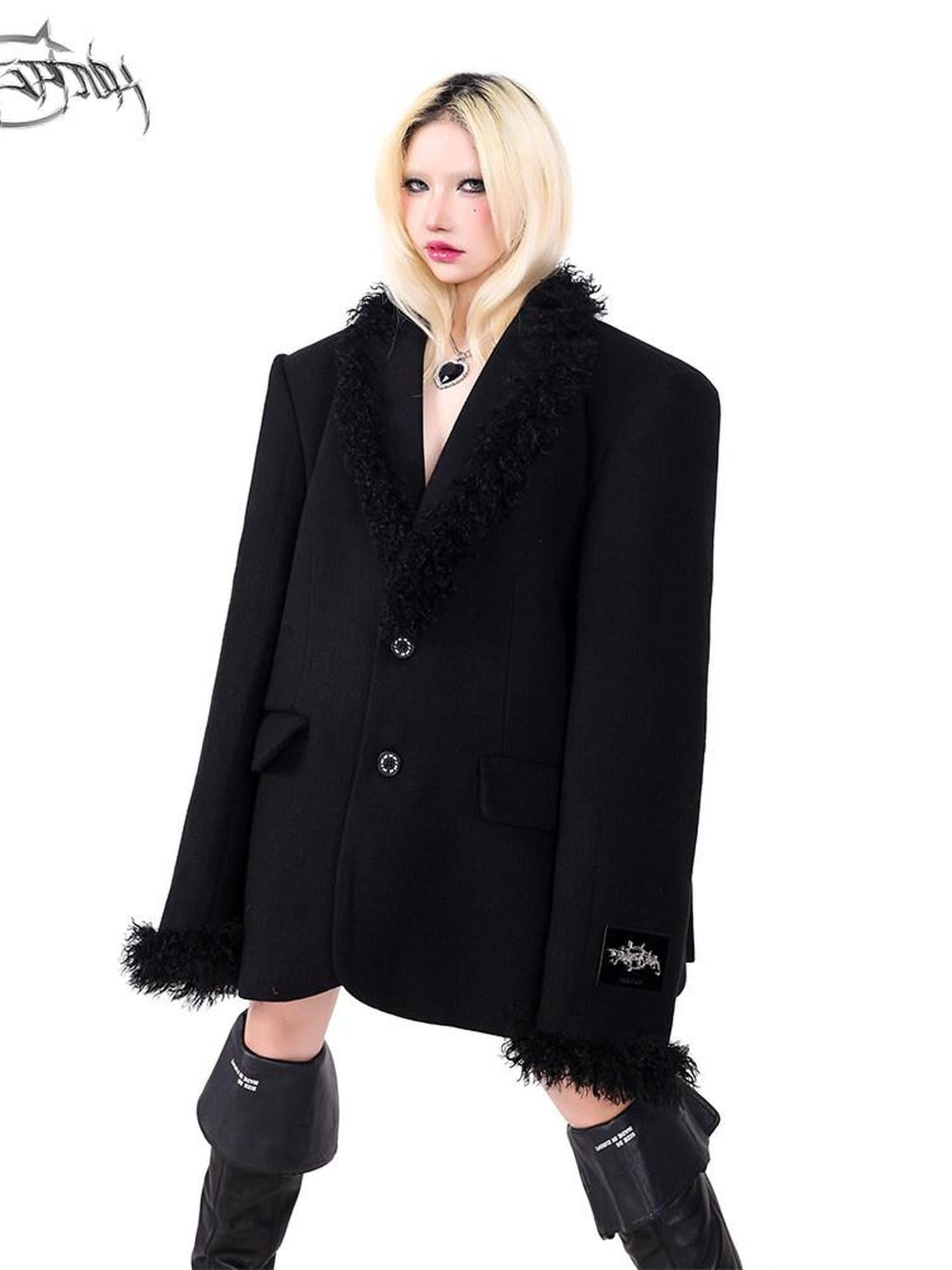 PINKSPINK Back Star Curly Structured Loose Single Breasted Padded Shoulders Women's Blazers