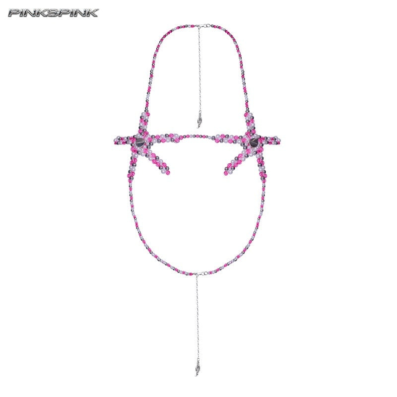 PINKSPINK_Barbie_Pink_Five_Point_Star_3d_Pendant_Women's_Electroplated_Beads_Jewelry_927533009477_MISSTT