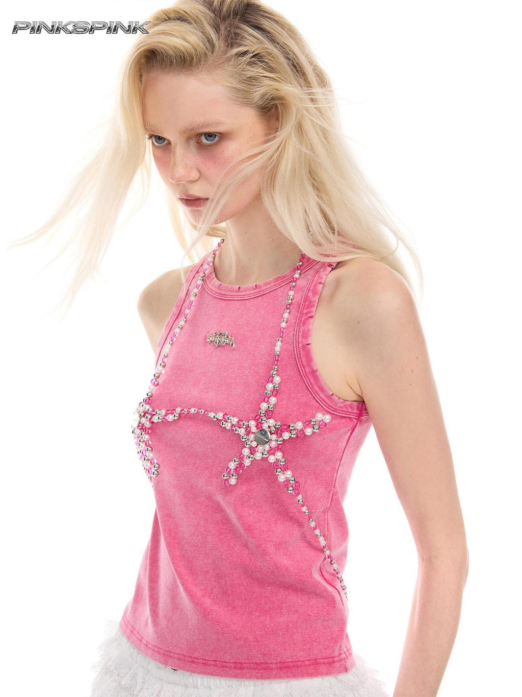 PINKSPINK Barbie Pink Five Point Star 3d Pendant Women's Electroplated Beads Jewelry