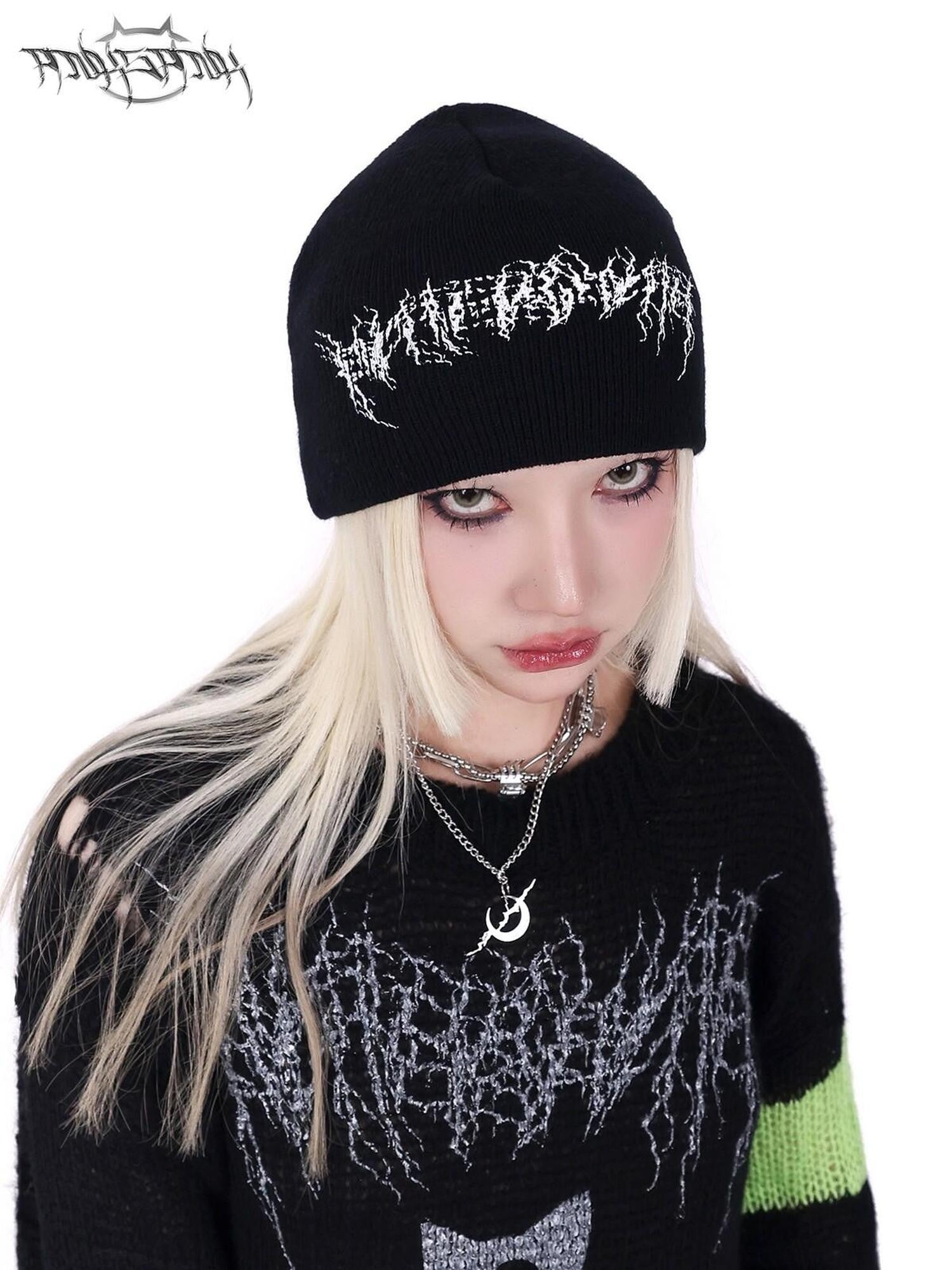 PINKSPINK Barbie Pink Galaxy Lightning Logo Lettering Women's Acrylic Knit Beanies
