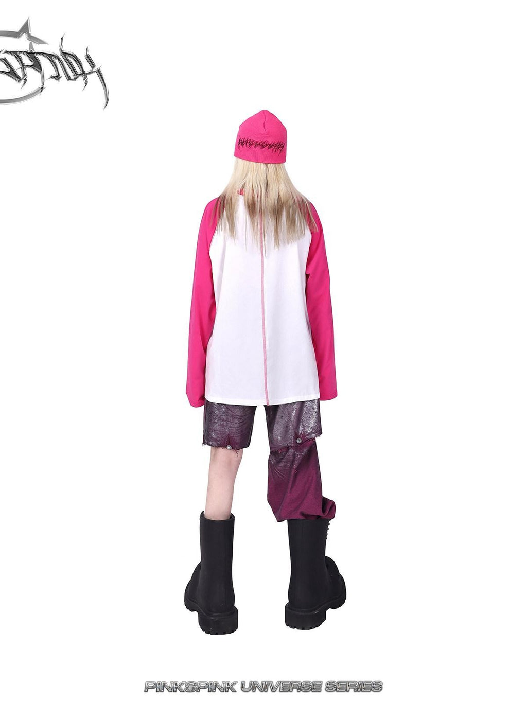 PINKSPINK Barbie Pink Galaxy Lightning Logo Lettering Women's Acrylic Knit Beanies