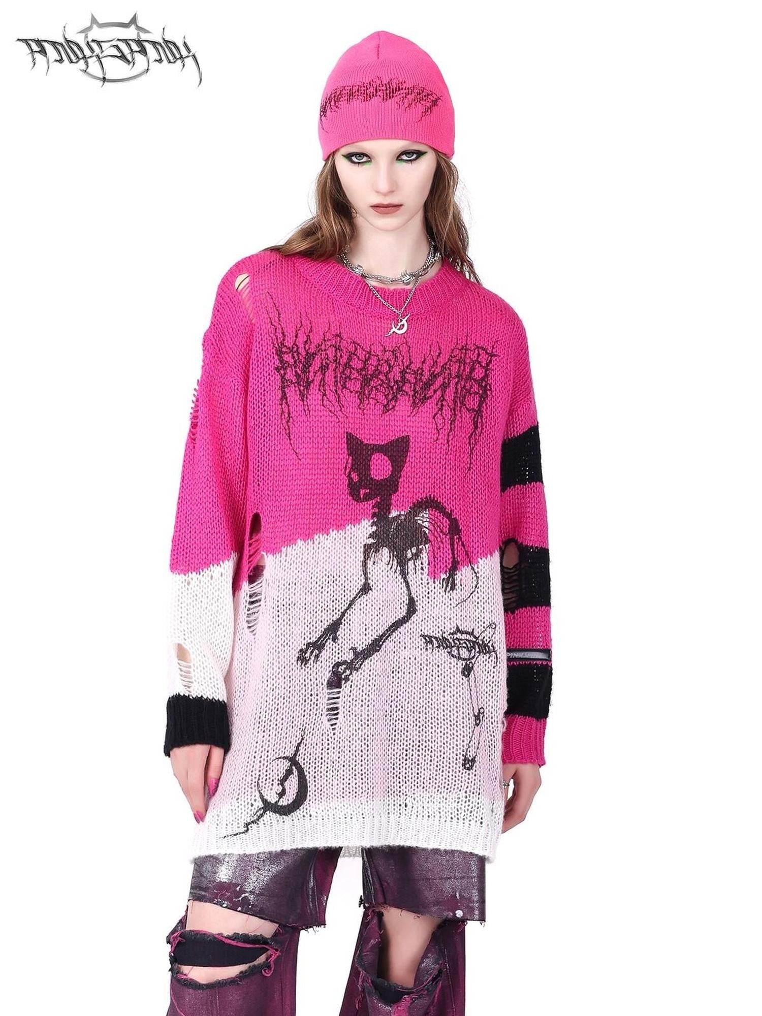 PINKSPINK Barbie Pink Galaxy Lightning Logo Lettering Women's Acrylic Knit Beanies