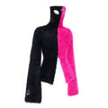 PINKSPINK_Barbie_Pink_Spliced_Hooded_Double_Zipper_Women's_Cotton_Turtleneck_Sweaters_695892091985_MISSTT