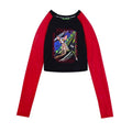 PINKSPINK_Black_Animal_Cartoon_Print_Patchwork_Mesh_Women's_Slim_Long_Sleeve_T-shirts_827969446390_MISSTT
