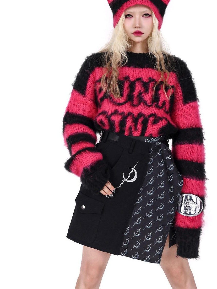 PINKSPINK Black Asymmetric Buckle Apron 360 Degree Convertible Y2k Women's Mini Skirts