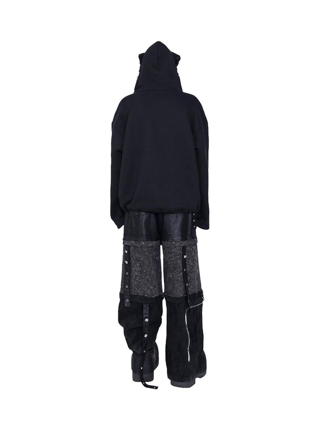 PINKSPINK Black Deconstructed Mask Hooded Letter Print Boxy Loose Women's Sweatshirts