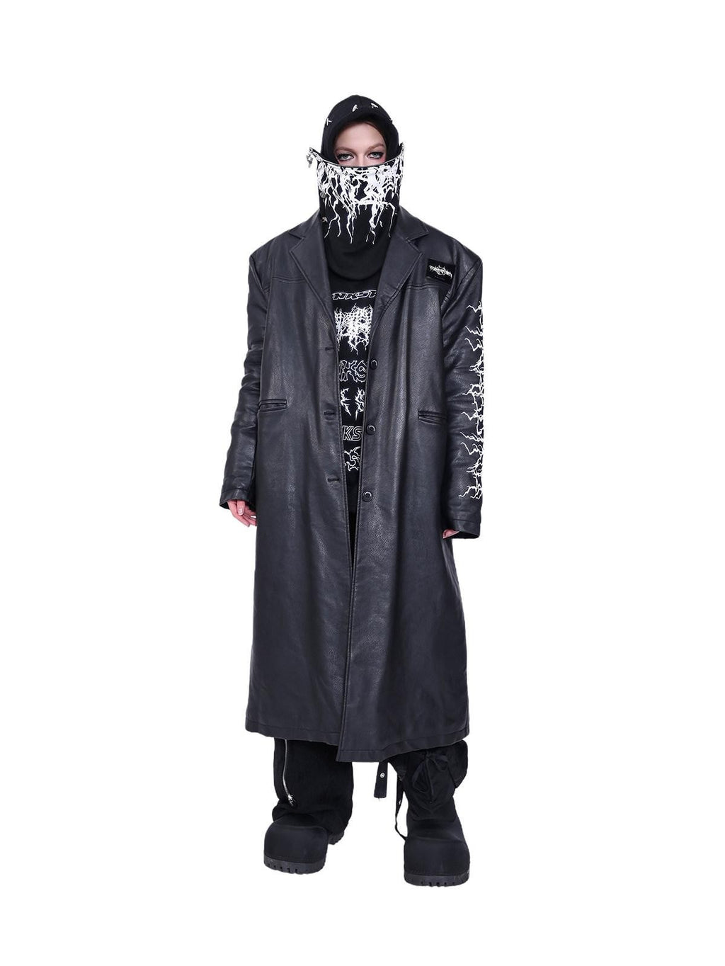 PINKSPINK Black Deconstructed Mask Hooded Letter Print Boxy Loose Women's Sweatshirts