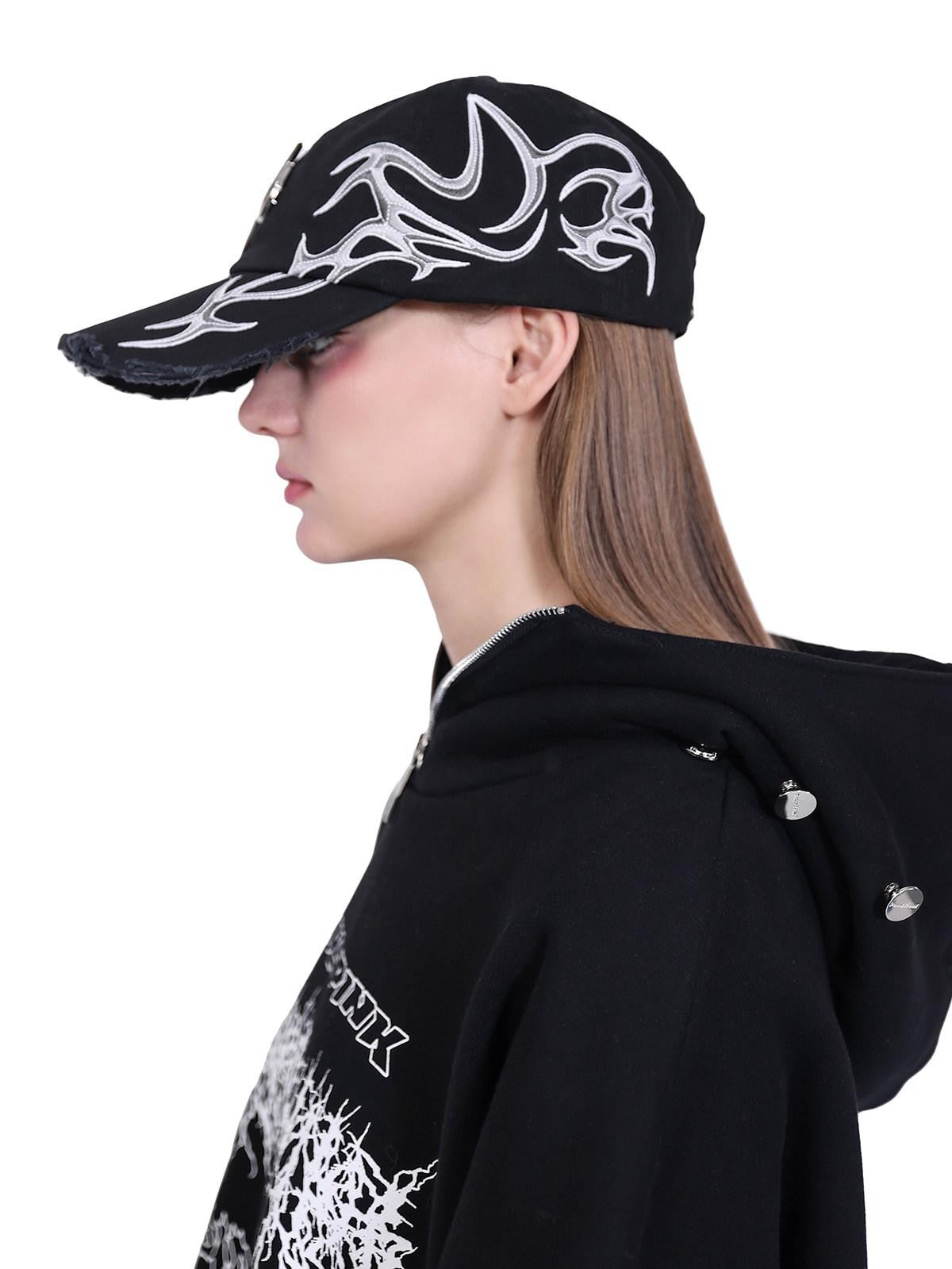 PINKSPINK Black Deconstructed Mask Hooded Letter Print Boxy Loose Women's Sweatshirts