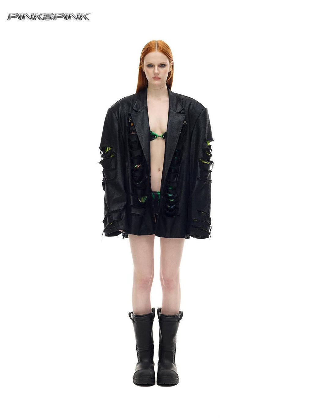 PINKSPINK Black Deconstructed Padded 3d Effect Loose Original Design Women's Cotton Blazers