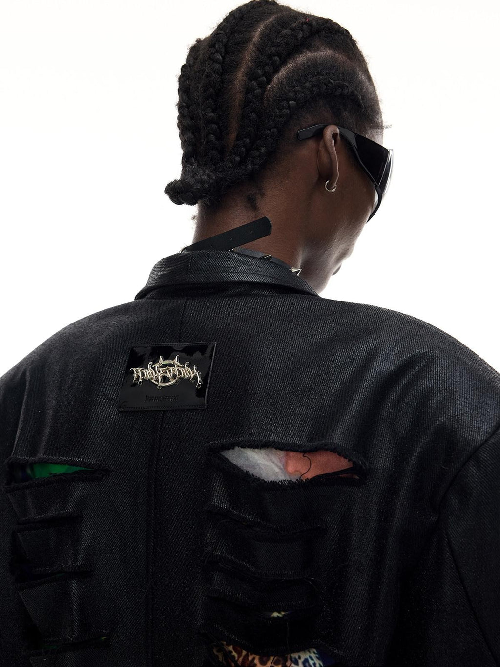 PINKSPINK Black Deconstructed Padded 3d Effect Loose Original Design Women's Cotton Blazers