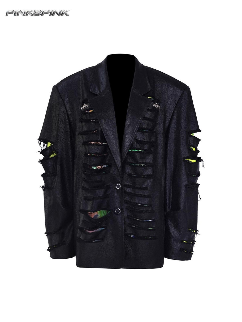 PINKSPINK Black Deconstructed Padded 3d Effect Loose Original Design Women's Cotton Blazers
