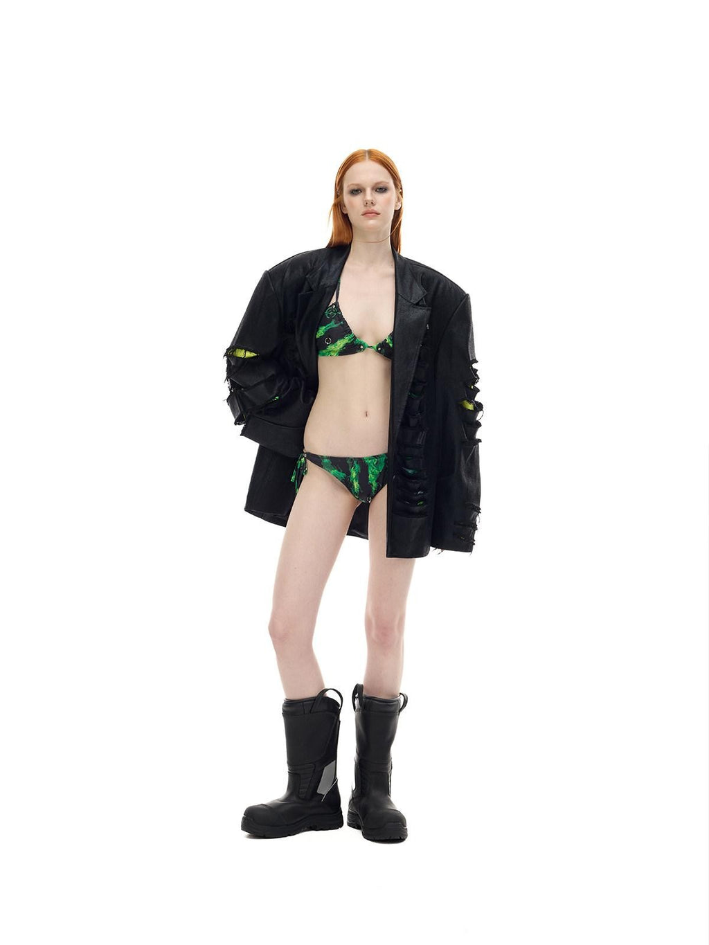 PINKSPINK Black Deconstructed Padded 3d Effect Loose Original Design Women's Cotton Blazers