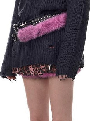 PINKSPINK Black Double Strap Studded Y2k Rock Women's Cowhide Leather Belts