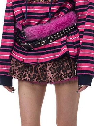 PINKSPINK Black Double Strap Studded Y2k Rock Women's Cowhide Leather Belts