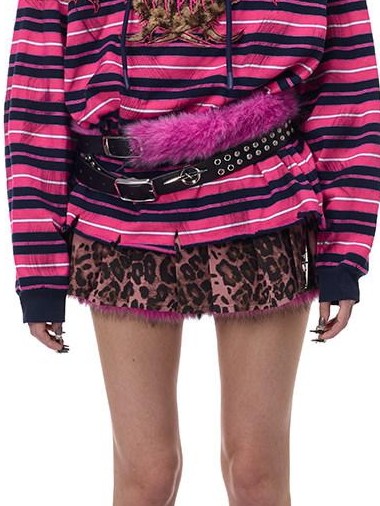 PINKSPINK Black Double Strap Studded Y2k Rock Women's Cowhide Leather Belts