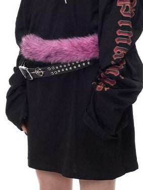 PINKSPINK Black Double Strap Studded Y2k Rock Women's Cowhide Leather Belts