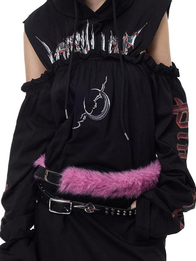 PINKSPINK Black Double Strap Studded Y2k Rock Women's Cowhide Leather Belts