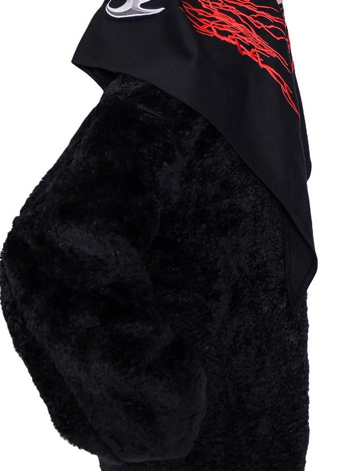 PINKSPINK Black Double Zipper Polo Collar Oversized Women's Shearling Fleece Jackets
