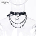 PINKSPINK_Black_Electroplated_Studded_Punk_Layered_Moon_Pendant_Women's_Leather_Necklaces_669879743358_MISSTT