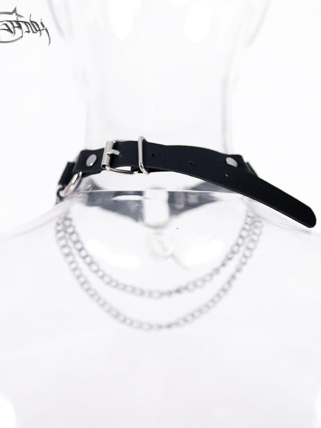 PINKSPINK Black Electroplated Studded Punk Layered Moon Pendant Women's Leather Necklaces