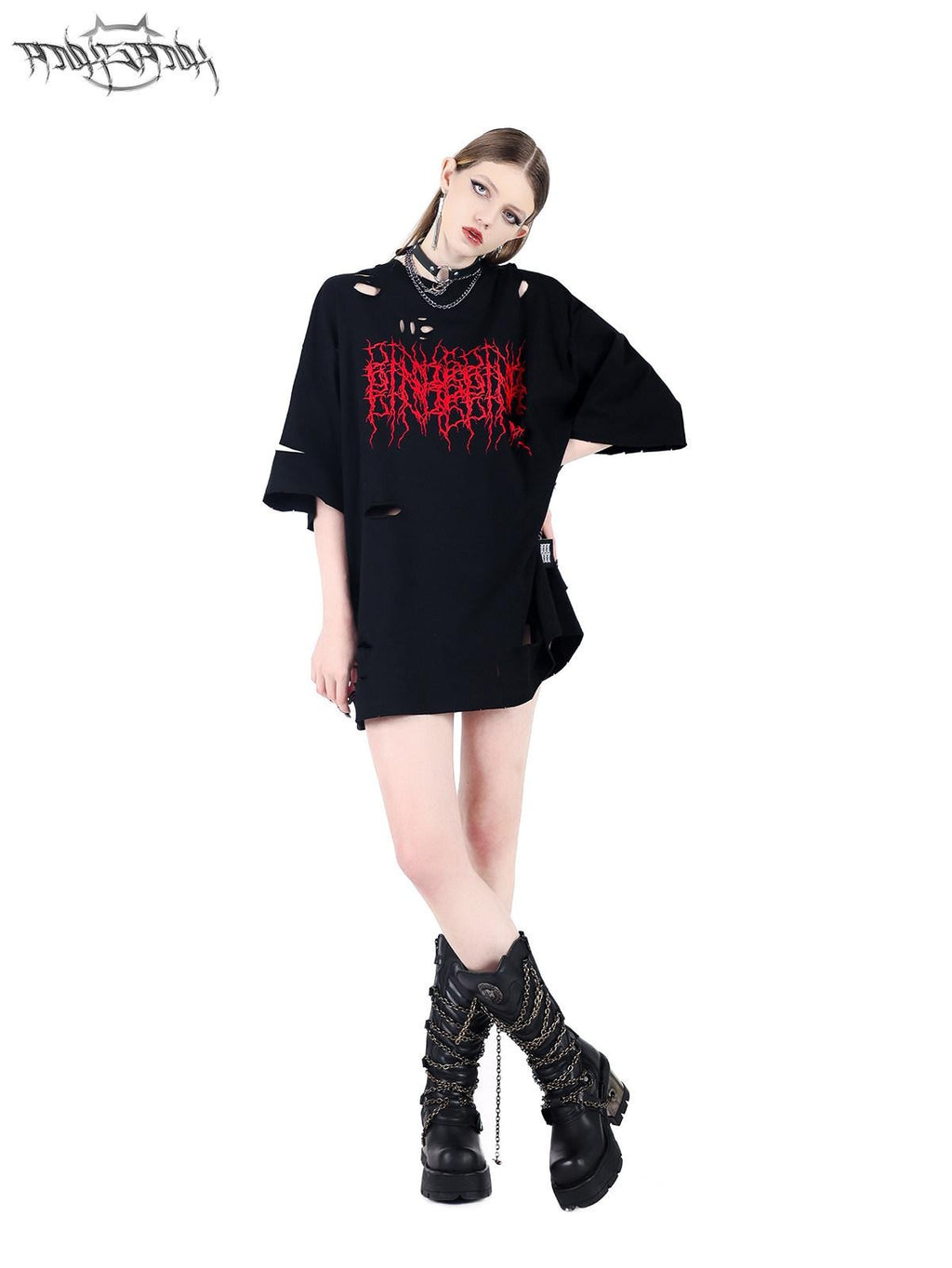 PINKSPINK Black Electroplated Studded Punk Layered Moon Pendant Women's Leather Necklaces