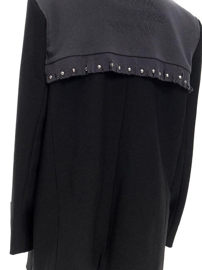 PINKSPINK Black Gray Remake Studded Distressed Rock Oversized Women's Blazers