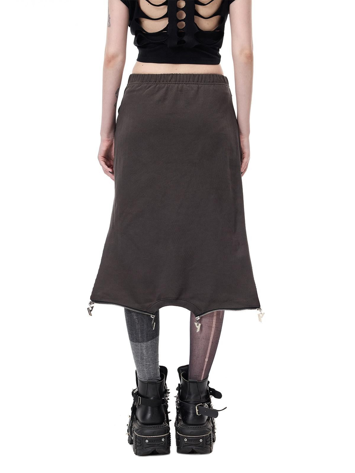 PINKSPINK Black Grey Thorn Print Patchwork Embroidered Punk Women's Cotton Midi Skirts