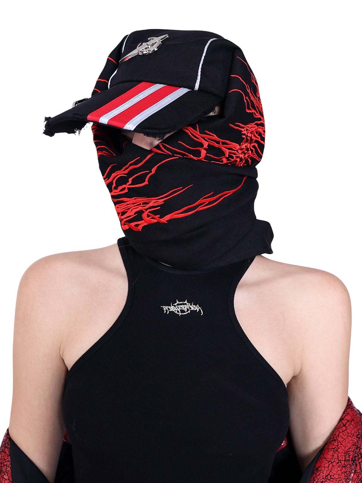 PINKSPINK Black Heavy Embroidered Frayed Edge Geometric Women's Cotton Baseball Caps