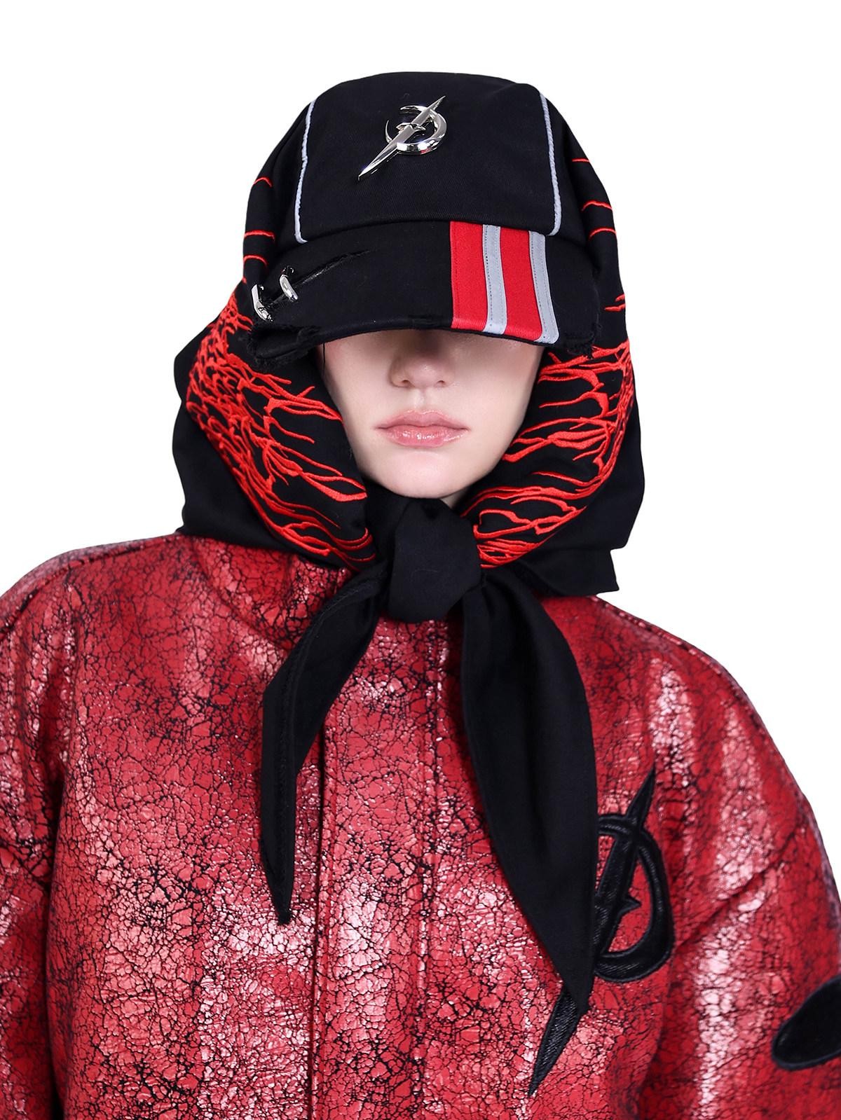 PINKSPINK Black Heavy Embroidered Frayed Edge Geometric Women's Cotton Baseball Caps