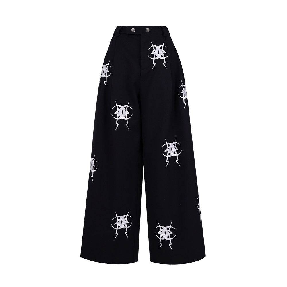 PINKSPINK_Black_Heavy_Embroidery_Relaxed_Zipper_Low_Waist_Straight_Leg_Women's_Sweatpants_737306156964_MISSTT