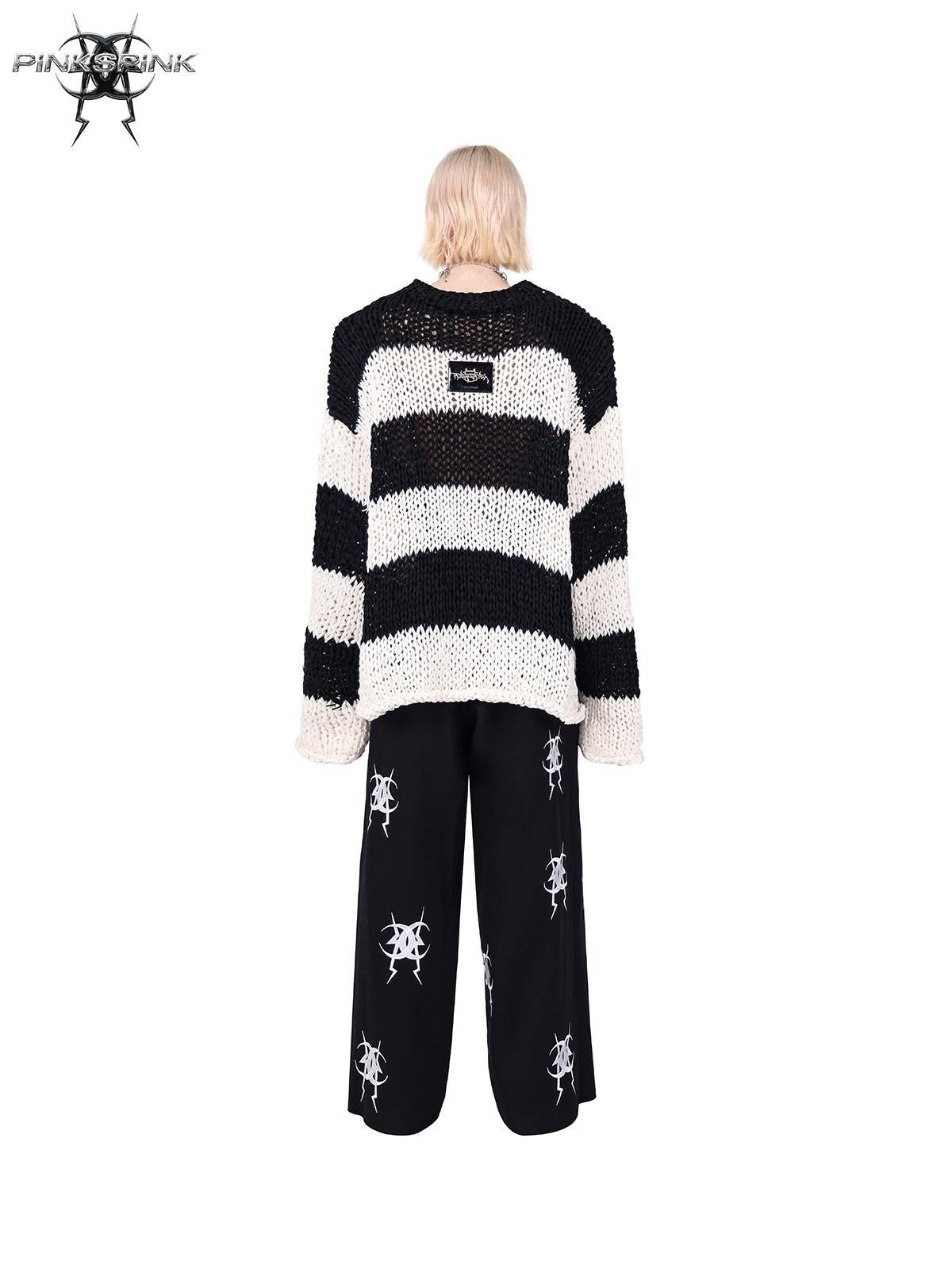 PINKSPINK Black Heavy Embroidery Relaxed Zipper Low Waist Straight Leg Women's Sweatpants