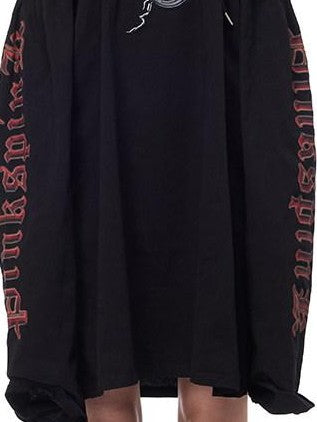 PINKSPINK Black Hooded Asymmetrical Embroidered Women's Cotton Casual Midi Dresses