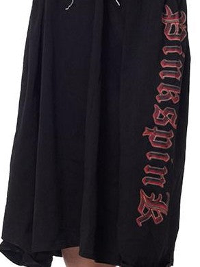 PINKSPINK Black Hooded Asymmetrical Embroidered Women's Cotton Casual Midi Dresses