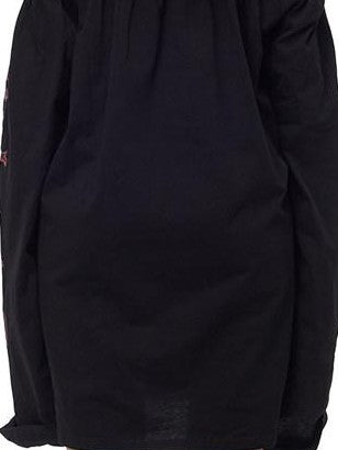 PINKSPINK Black Hooded Asymmetrical Embroidered Women's Cotton Casual Midi Dresses
